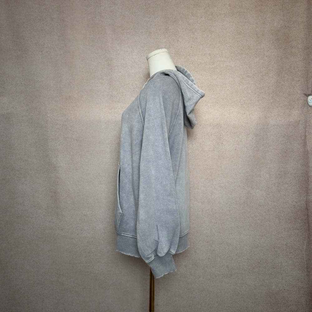 Zenana Mineral Stone Washed Super Soft Oversized Hoodie with Kangaroo Pocket - Picture 4 of 7